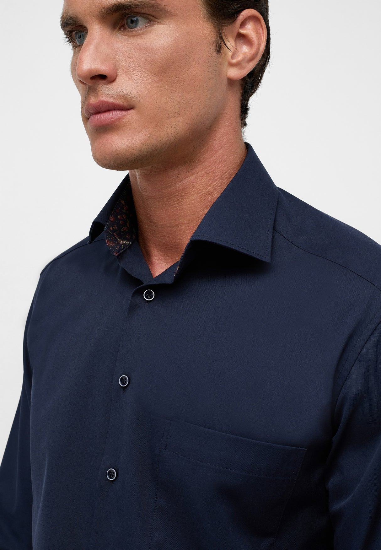 Eterna Navy Shirt With Trim Detail Navy