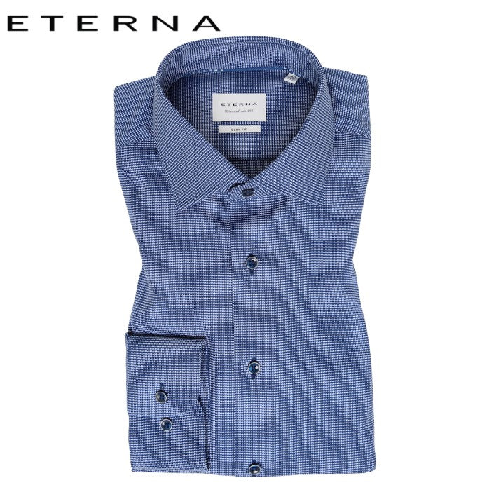 Eterna Navy Stitch Detail Shirt Navy