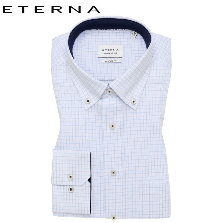 Eterna Rose And Blue Checkered Shirt Blue