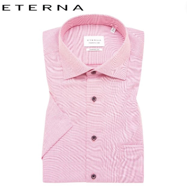 Eterna Pink Twill Short Sleeve Shirt Pink