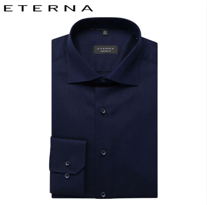 Eterna Rich Navy Twill Shirt Navy