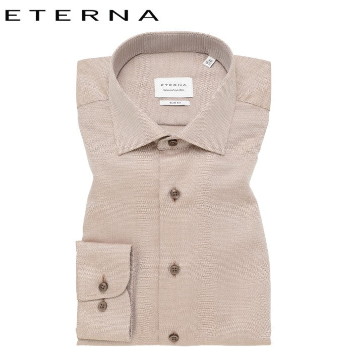 Eterna Structured Sand Shirt Brown