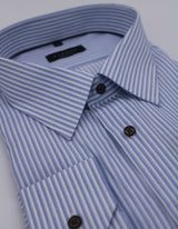 Eterna Sky Blue & White Stripe Shirt Blue