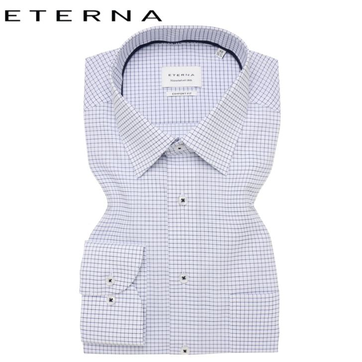 Eterna White Shirt With Gray Check White