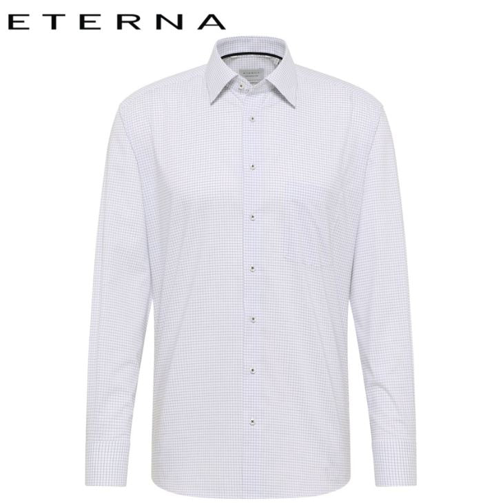 Eterna  X-Tall Shirt With Gray Check White