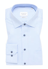 Eterna X-Tall Asymmetric Sky Blue Check Blue