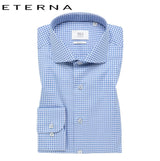 Eterna X-Tall Sky Blue Check Shirt Blue