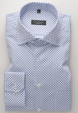 Eterna X-Tall Blue Square Print Shirt Blue