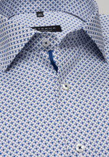 Eterna X-Tall Blue Square Print Shirt Blue