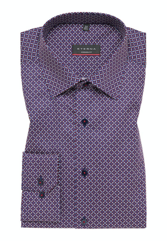 Eterna X-Tall Print Red Dit Floral Shirt Red