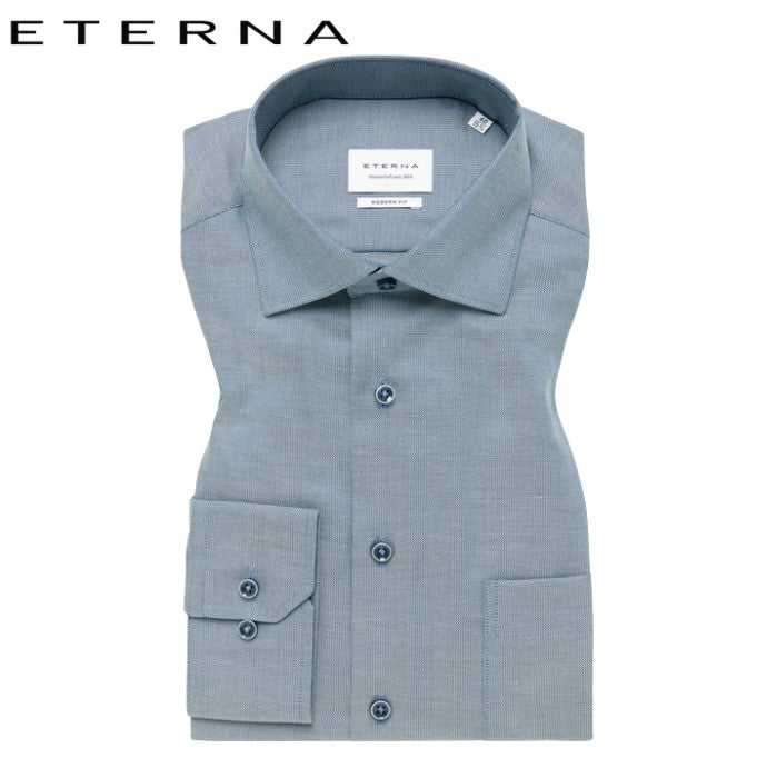 Eterna X-Tall Green Twill Detail Shirt Green
