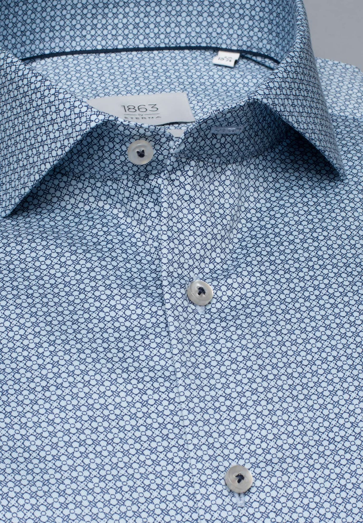 Eterna X-Tall Blue Floral Pattern Shirt Blue
