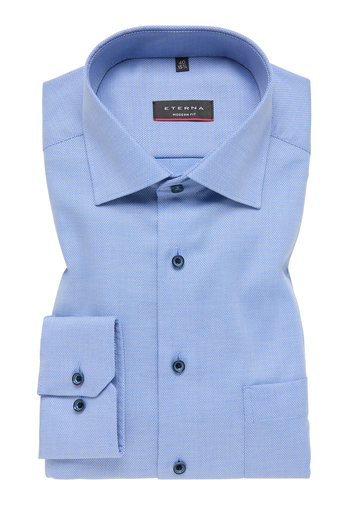 Eterna Light Blue Dia Weave X-Tall Shirt Blue
