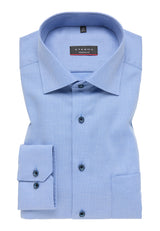 Eterna Light Blue Dia Weave X-Tall Shirt Blue
