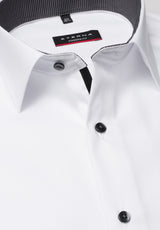 Eterna X-Tall White Shirt With Navy Trim White
