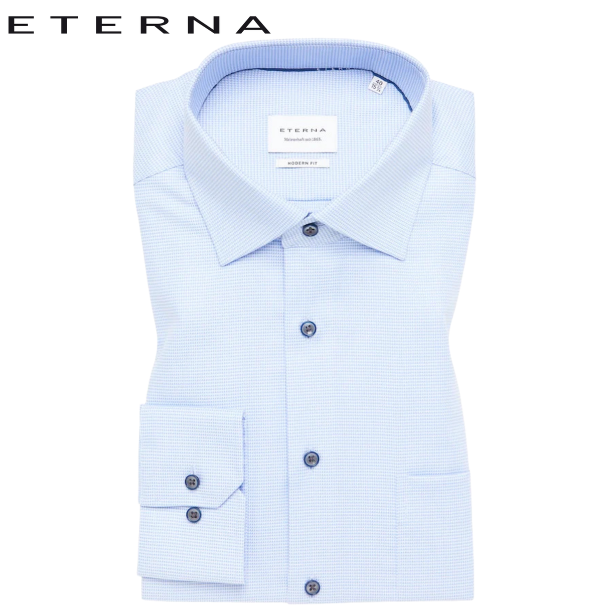 Eterna X-Tall Asymmetric Sky Blue Check Blue