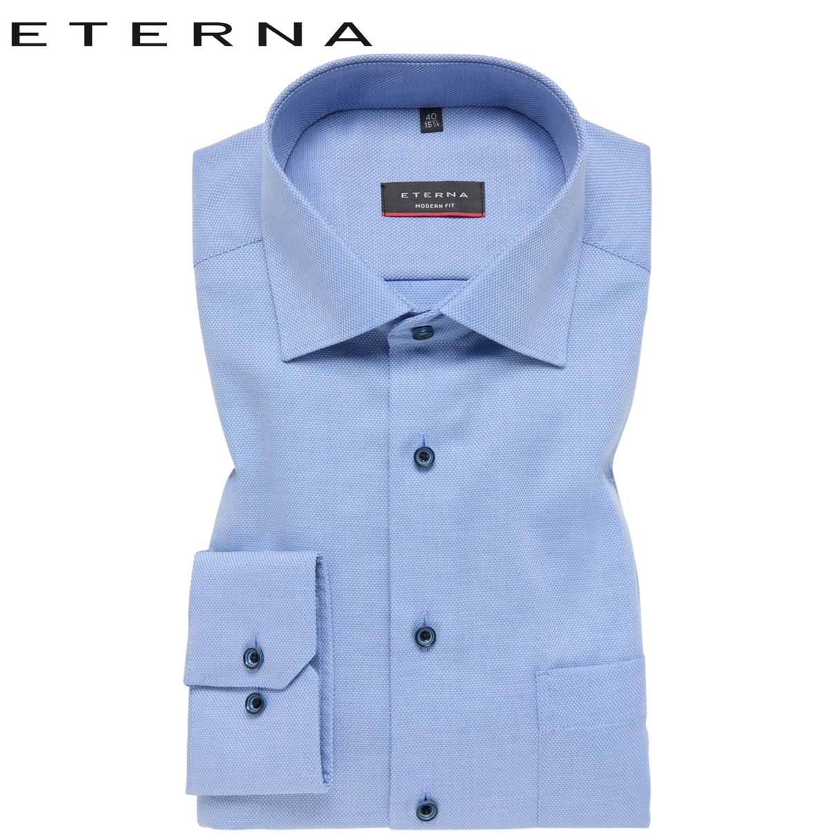 Eterna X-Tall Blue Textured Weave Shirt Blue