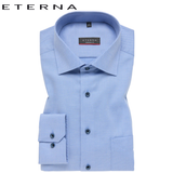 Eterna X-Tall Blue Textured Weave Shirt Blue