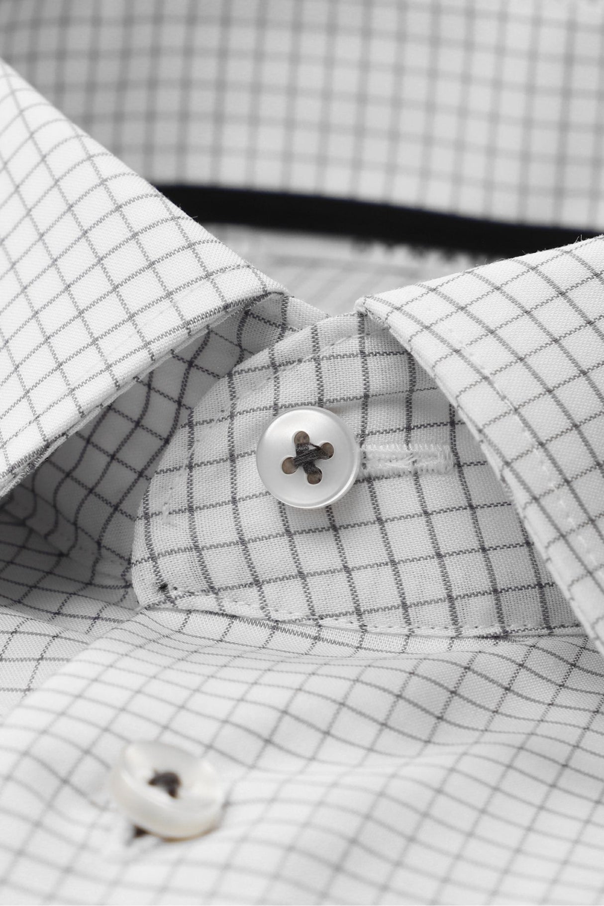 Eterna  X-Tall Navy Check Shirt White