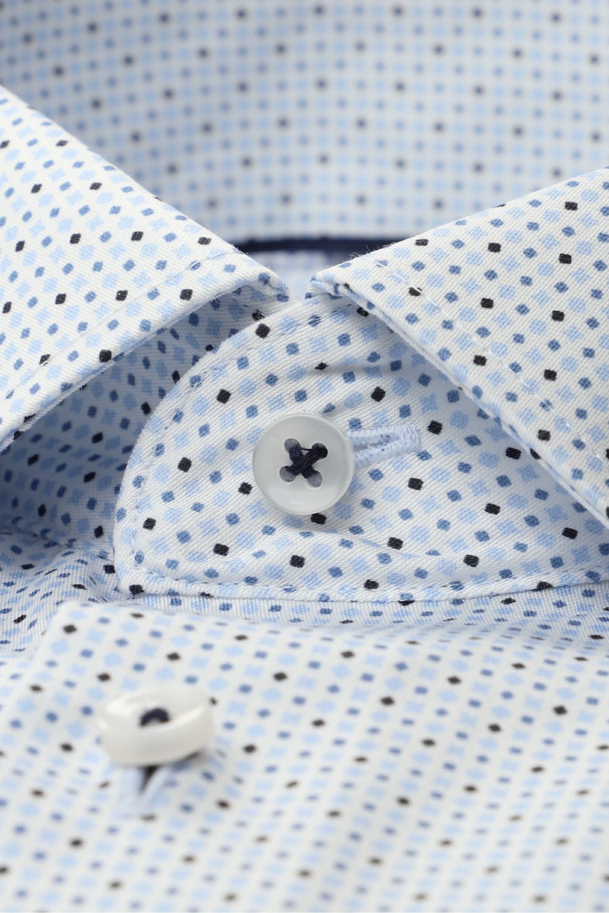 Eterna X-Tall Blue & Navy Spotted Shirt Blue