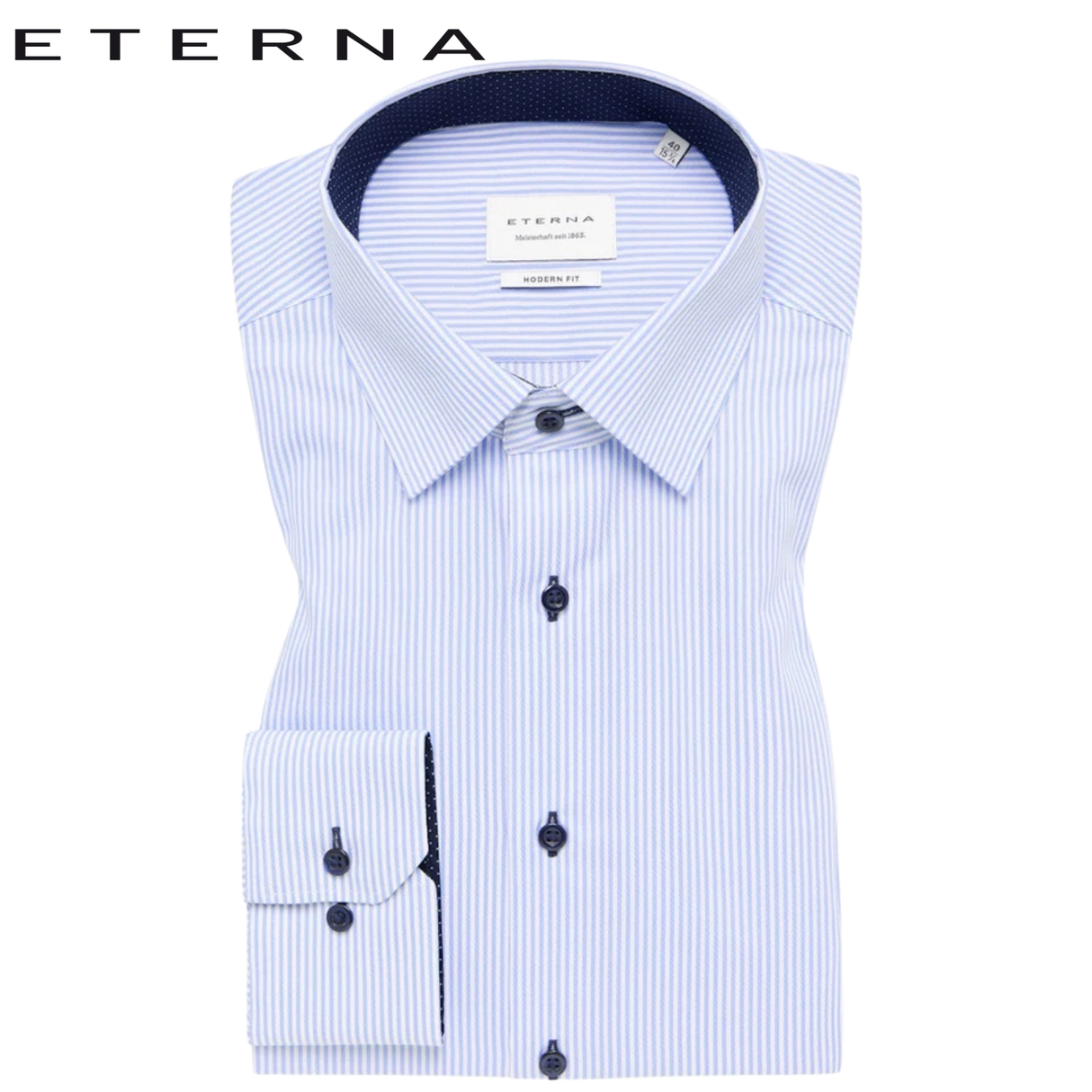 Eterna X-Tall Classic Blue Stripe Shirt Blue