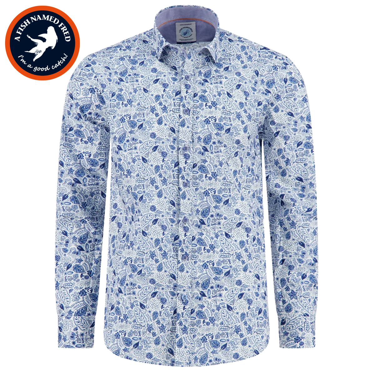 A Fish Named Fred Flower Line Shirt Blue