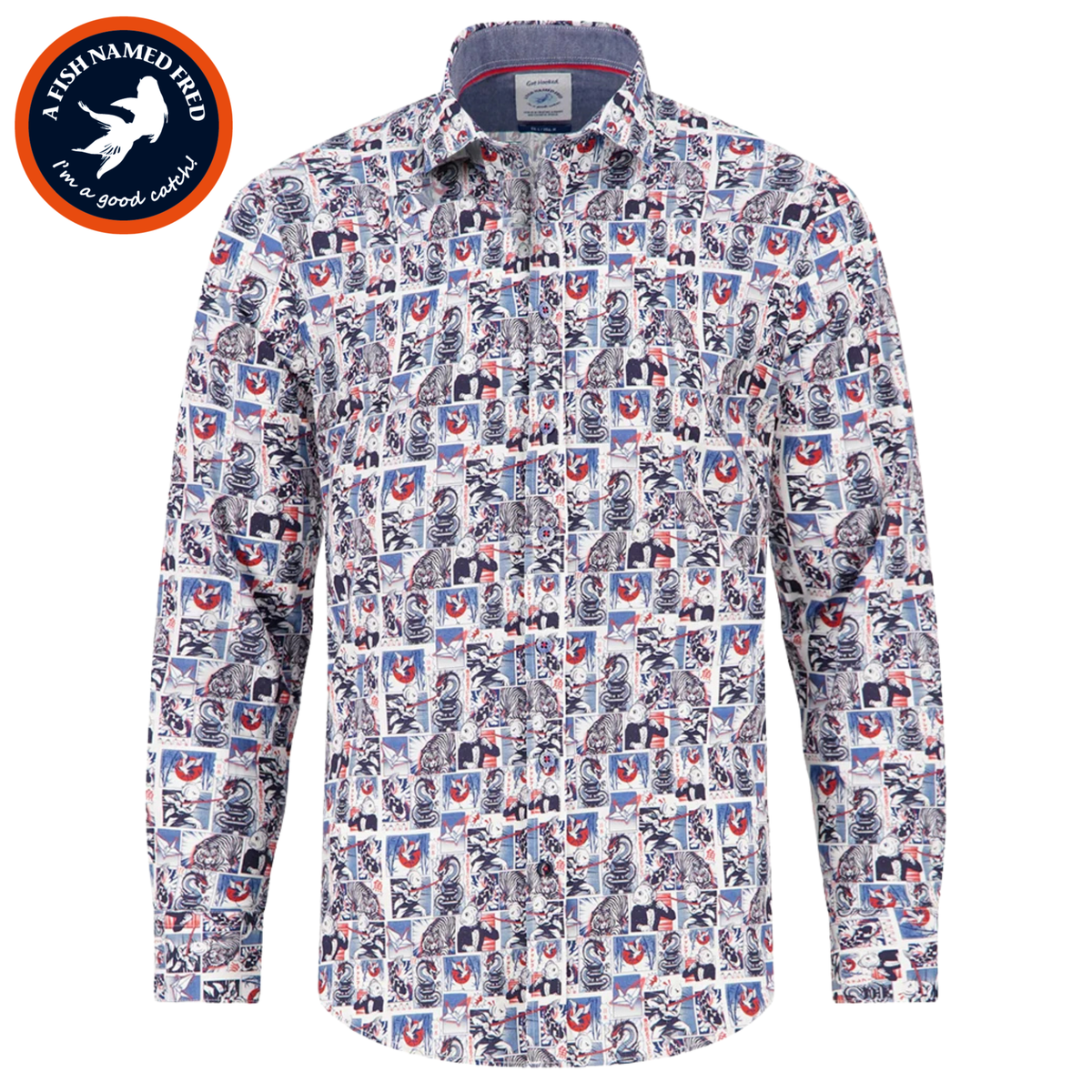 A Fish Named Fred Manga Style Shirt Blue