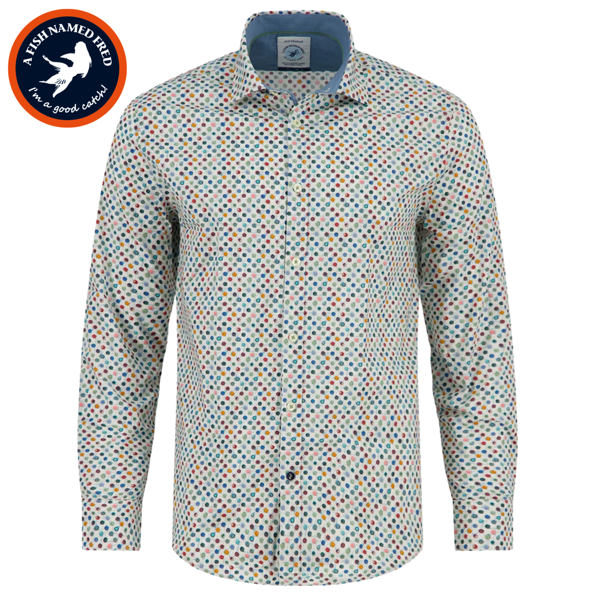 A Fish Named Fred Round Paint Shirt White