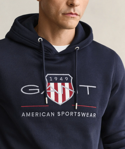 Gant Archive Shield Navy Hoodie Navy