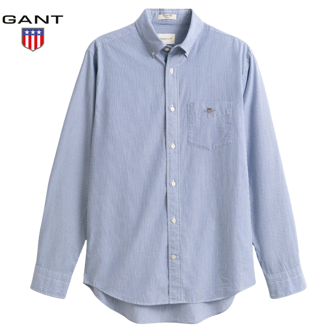 Gant Classic Poplin Banker Stripe Shirt Blue