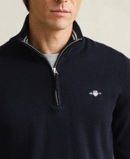Gant Classic Half Zip Cotton Navy Knit Navy