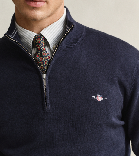 Gant Cotton Half Zip Evening Blue Knit Navy