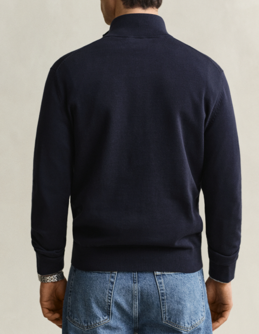 Gant Cotton Half Zip Evening Blue Knit Navy