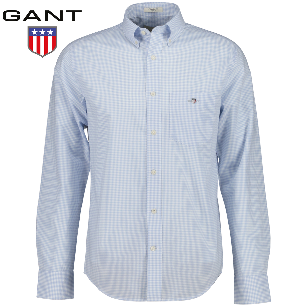 Gant Poplin Gingham Check Light Blue Blue