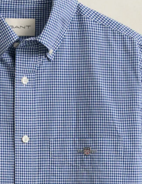 Gant Poplin Gingham Check College Shirt Blue