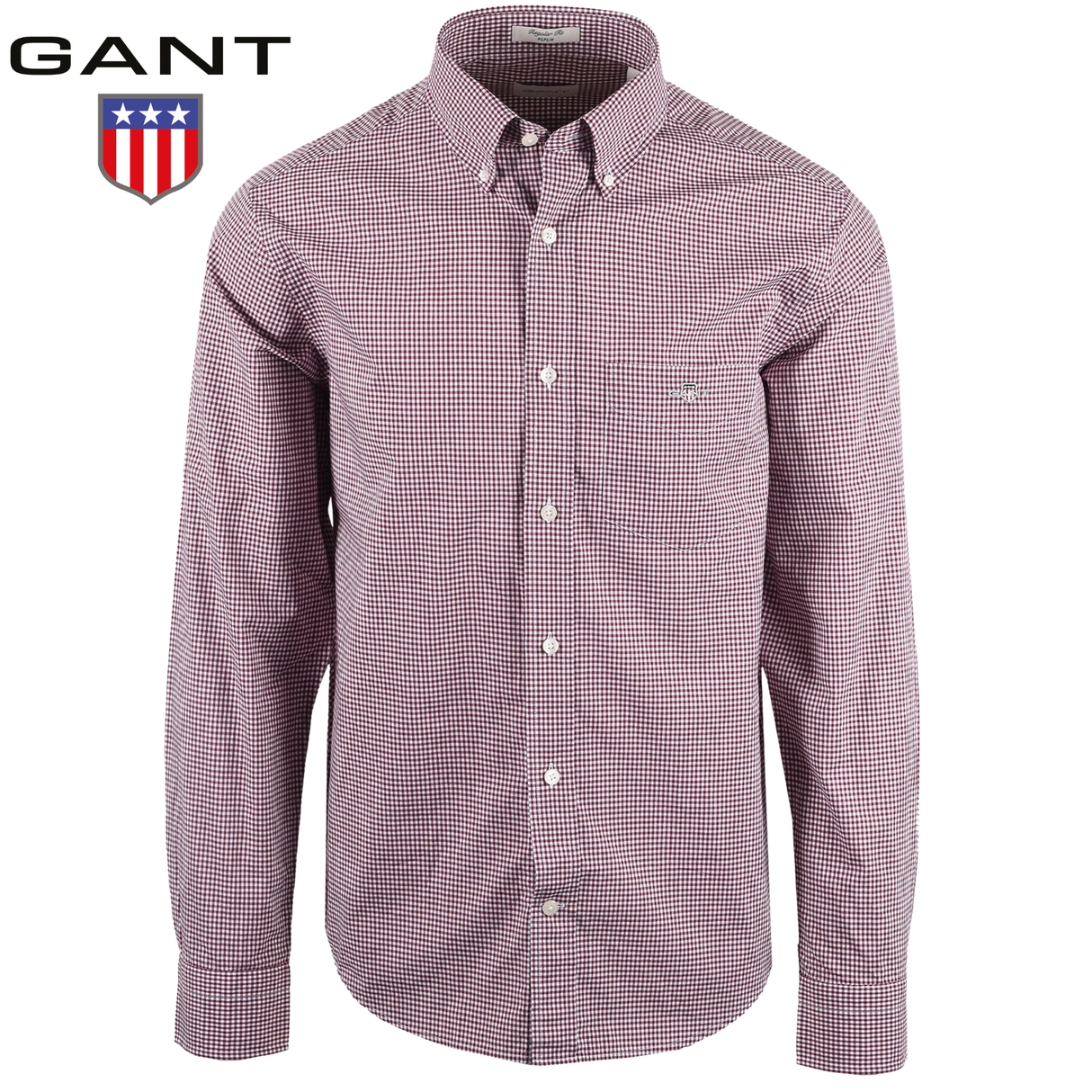 Gant Poplin Gingham Grape Check Shirt Wine