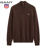 Gant Cotton Knit Brown Half Zip Sweater Brown