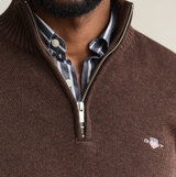 Gant Cotton Knit Brown Half Zip Sweater Brown