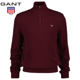 Gant Half Zip Wine Knit Sweatshirt Wine