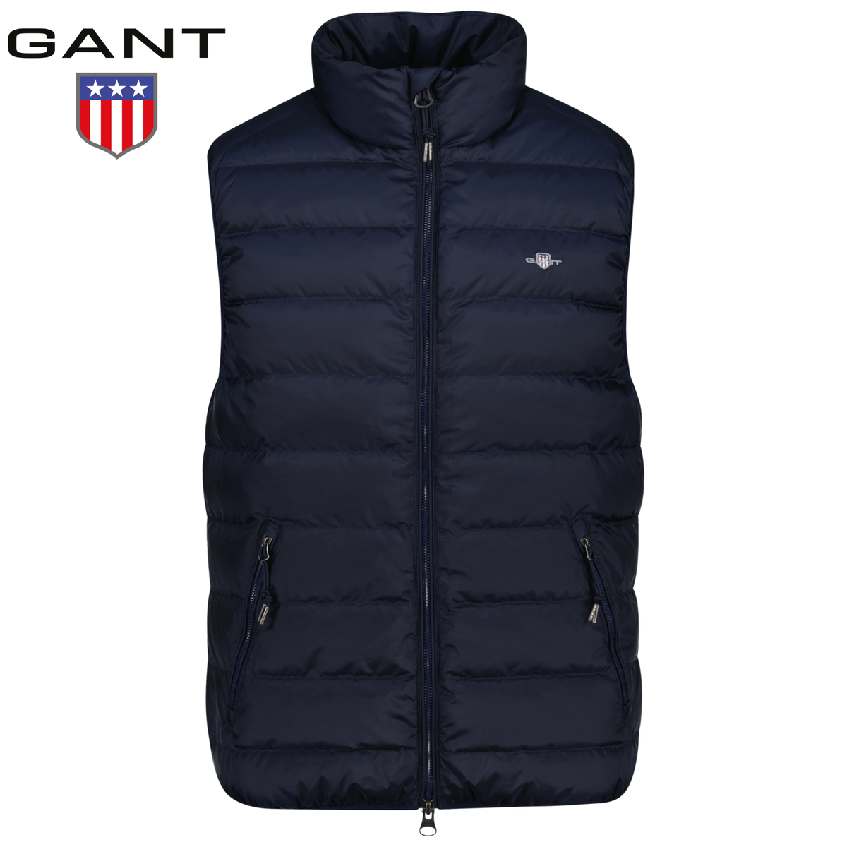 Gant Light Down Navy Quilted Zip Vest Navy