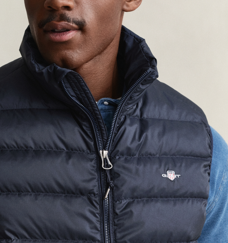 Gant Light Down Navy Quilted Zip Vest Navy