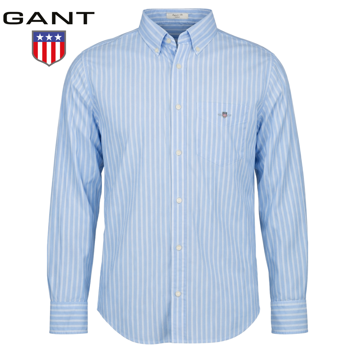 Gant Poplin Stripe Light Blue Shirt Blue