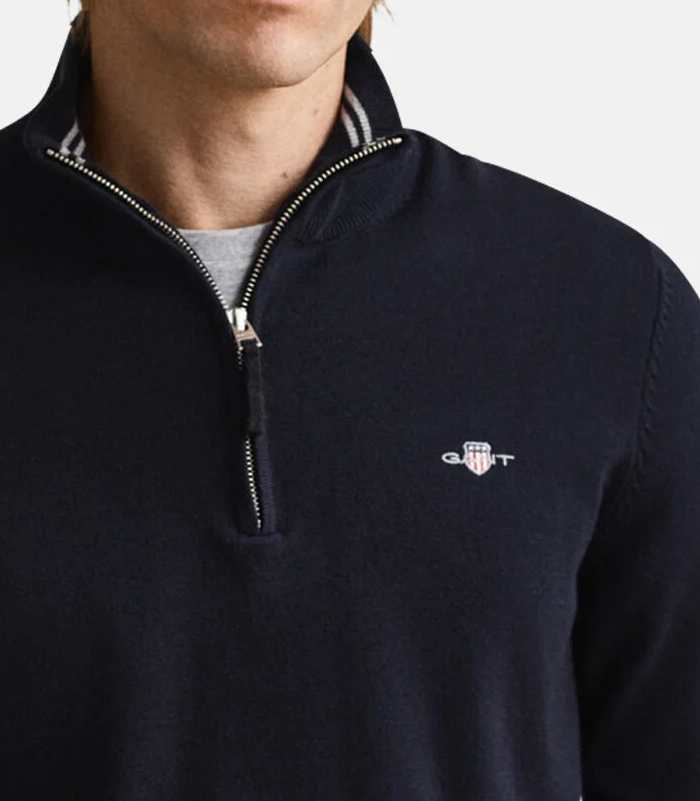 Gant Classic Half Zip Cotton Navy Knit Navy