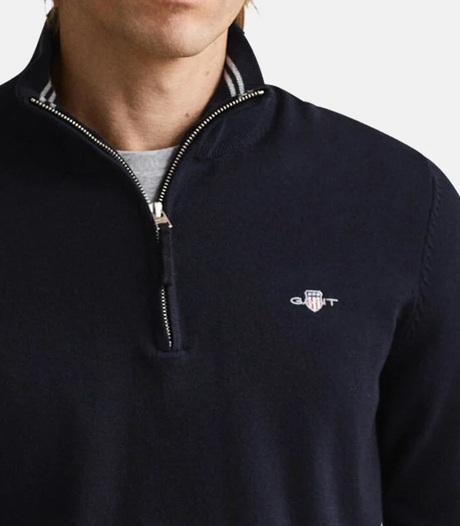 Gant Classic Half Zip Cotton Navy Knit Navy