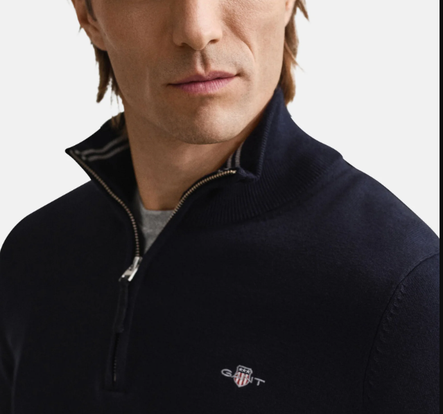 Gant Classic Half Zip Cotton Navy Knit Navy