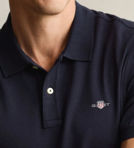 Gant Shield Pique Navy Polo Shirt Navy
