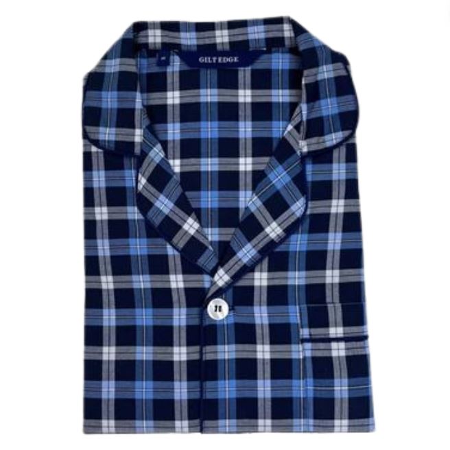 Gilt Edge Blue Check Pyjamas Blue