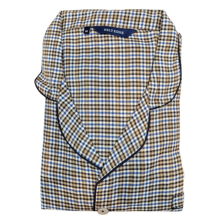 Gilt Edge Brown Button Pyjama Set Brown