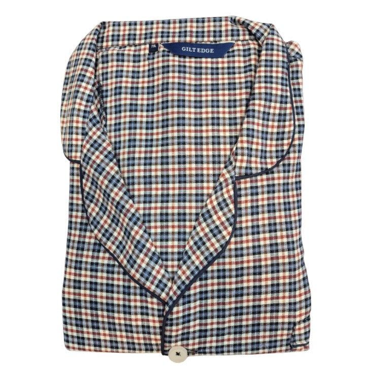 Gilt Edge Red & Navy Button Pyjama Set Navy