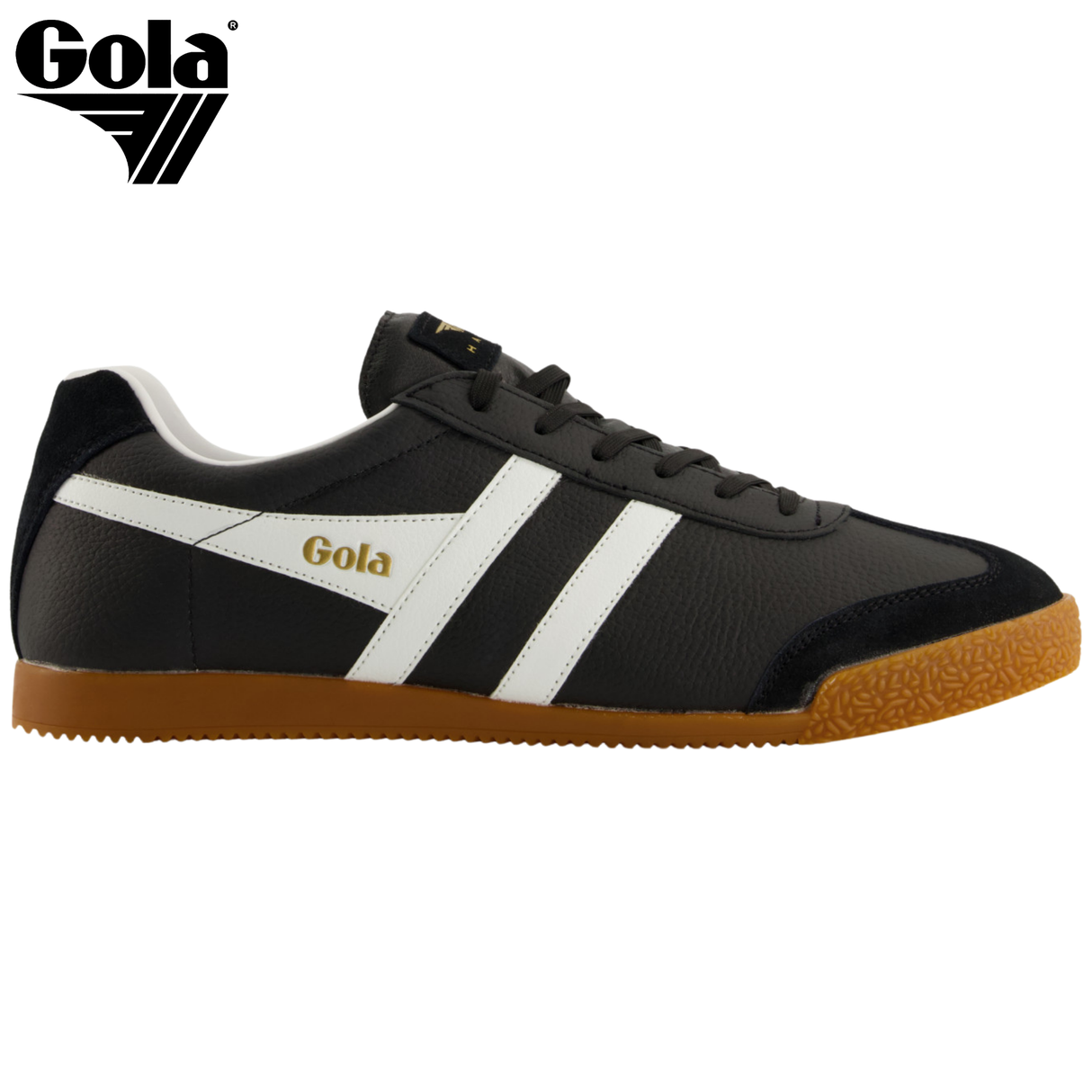 Gola Harrier Leather Black & White Shoes Black